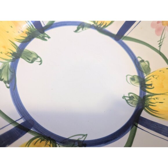 Vintage Hand Painted Ceramic Salad Serving Bowl #744 12" Lemon Motif MCM - Picture 8 of 12
